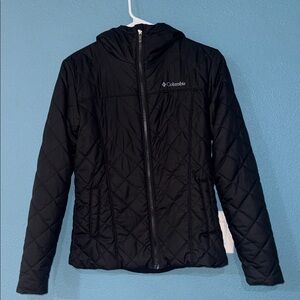 Columbia Black Quilted Hooded Jacket with Zip